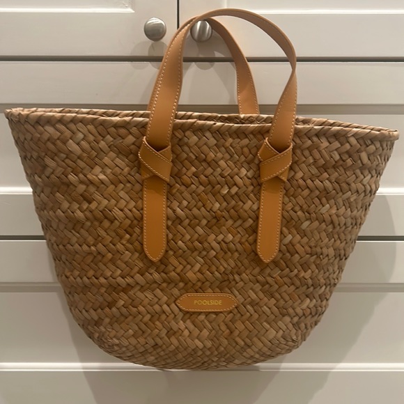 poolside Handbags - Poolside Isola rattan tote with leather handles